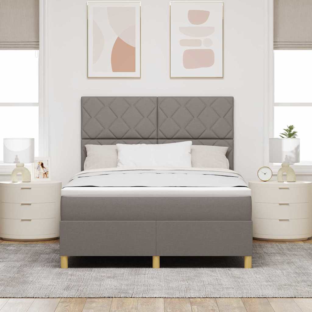 LED Box Spring Krevet Sivo-smeđa 140 x 200 cm tkanina
