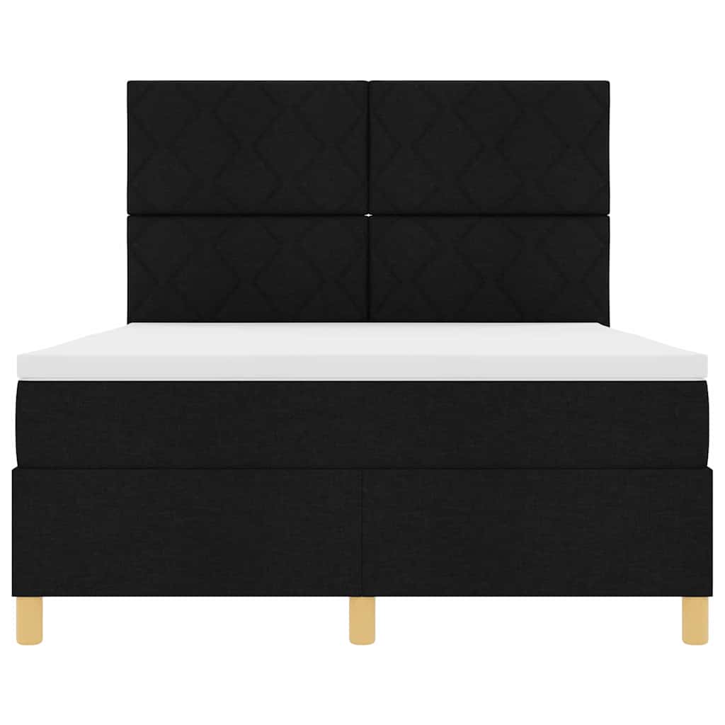 LED Box Spring Krevet s uzglavljem Crna 160 x 200 cm tkanina