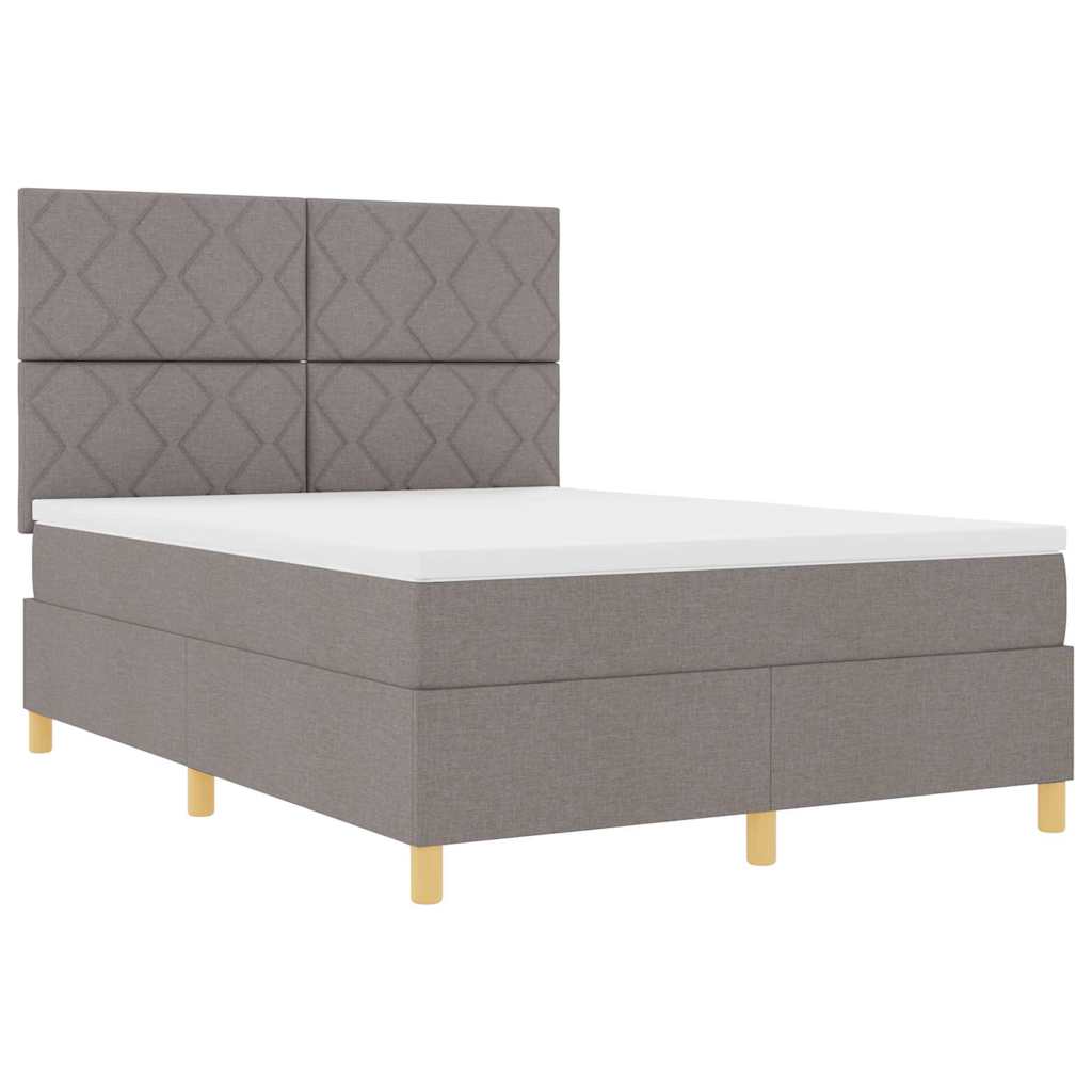 LED Box Spring Krevet Sivo-smeđa 160 x 200 cm tkanina