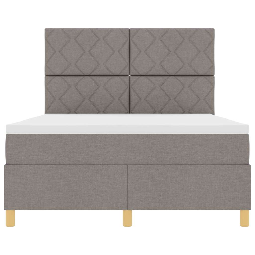 LED Box Spring Krevet Sivo-smeđa 160 x 200 cm tkanina