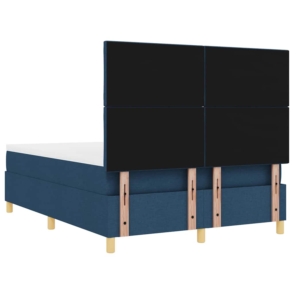 LED Box Spring Krevet s uzglavljem Plava 160 x 200 cm tkanina