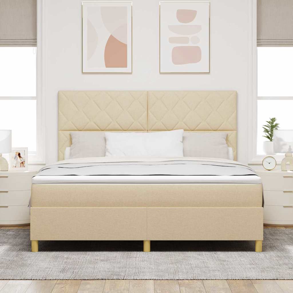 LED Box Spring Krevet s uzglavljem Krema 180 x 200 cm tkanina