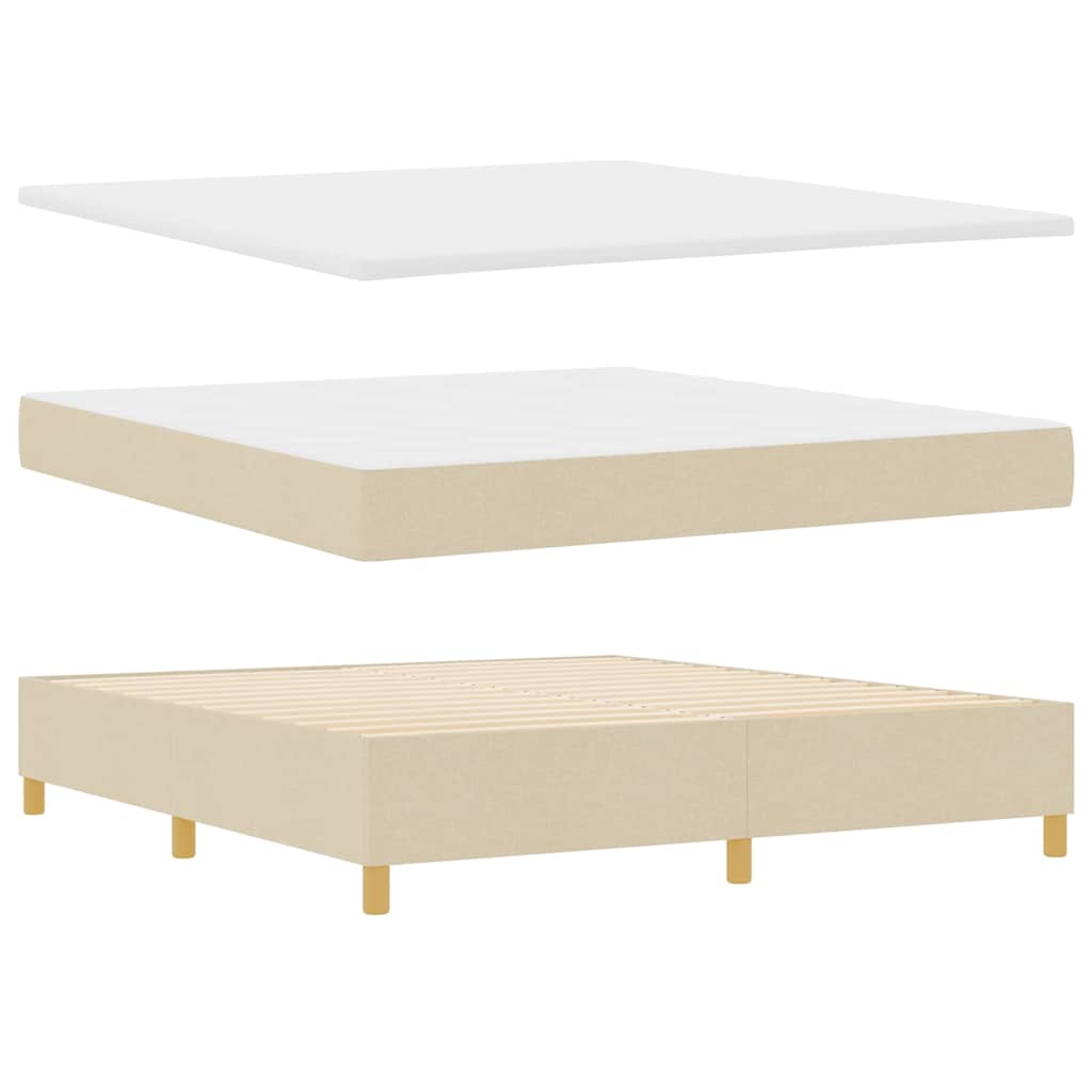 LED Box Spring Krevet s uzglavljem Krema 180 x 200 cm tkanina