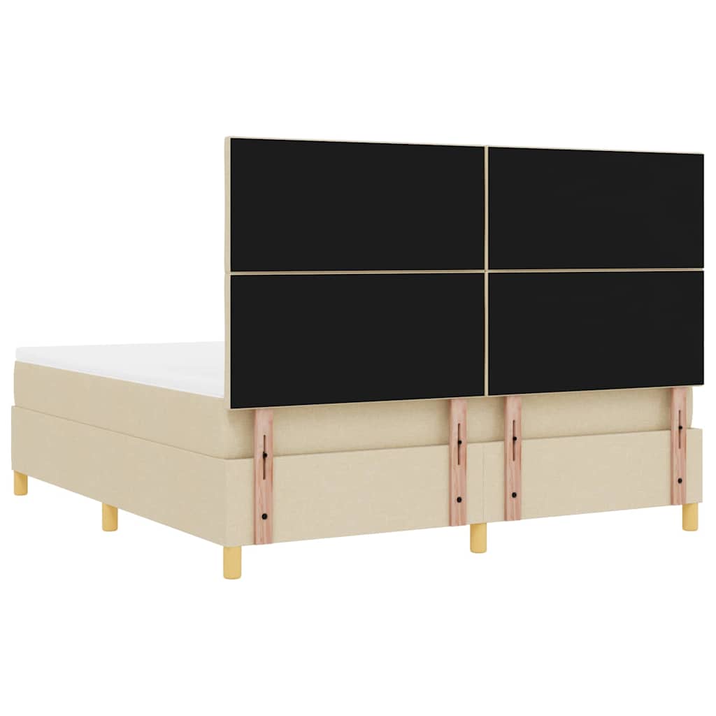 LED Box Spring Krevet s uzglavljem Krema 180 x 200 cm tkanina