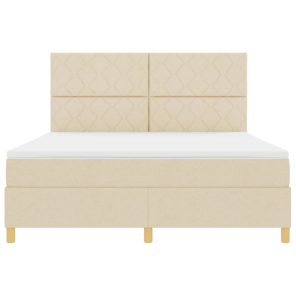 LED Box Spring Krevet s uzglavljem Krema 180 x 200 cm tkanina