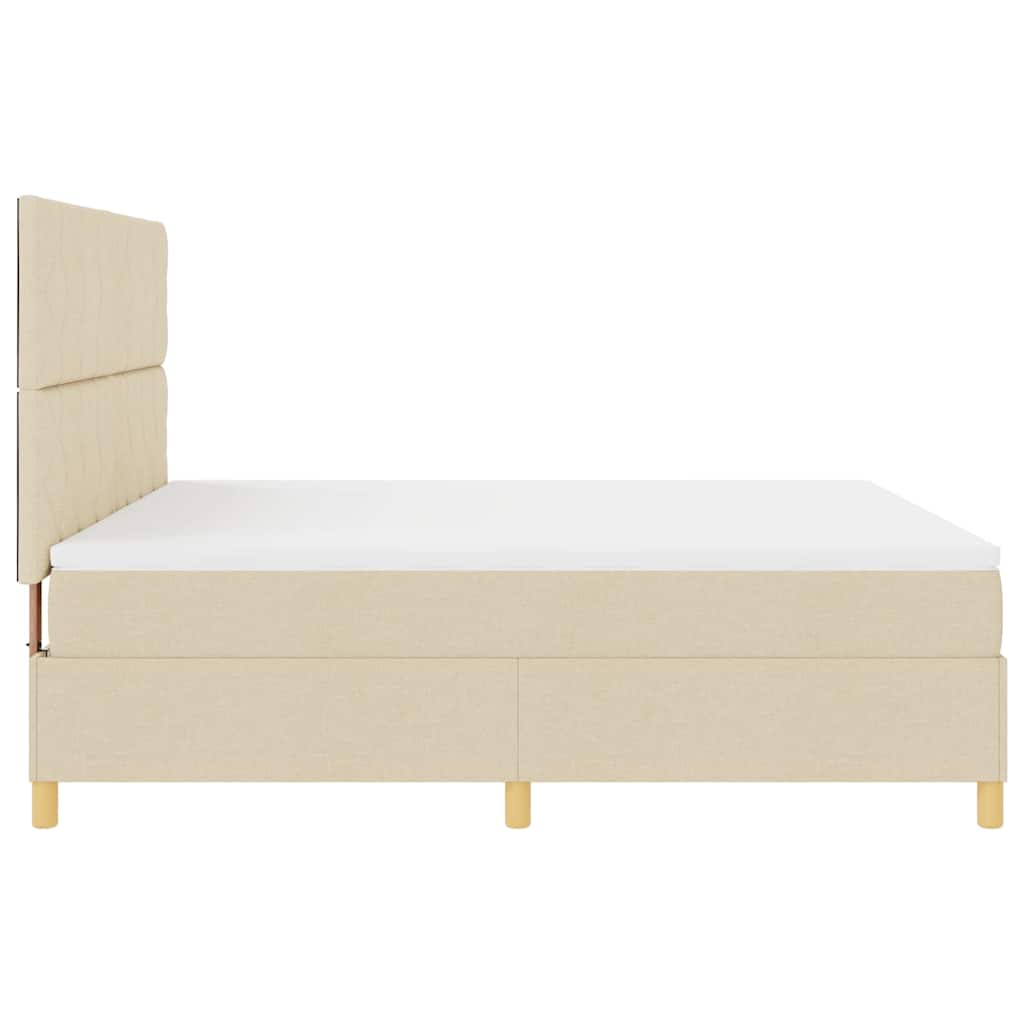 LED Box Spring Krevet s uzglavljem Krema 180 x 200 cm tkanina