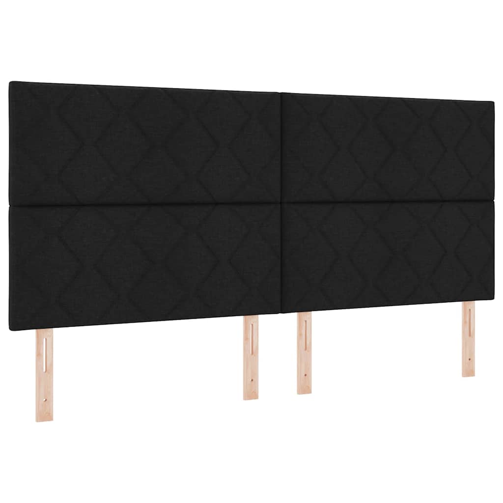 LED Box Spring Krevet s uzglavljem Crna 200 x 200 cm tkanina