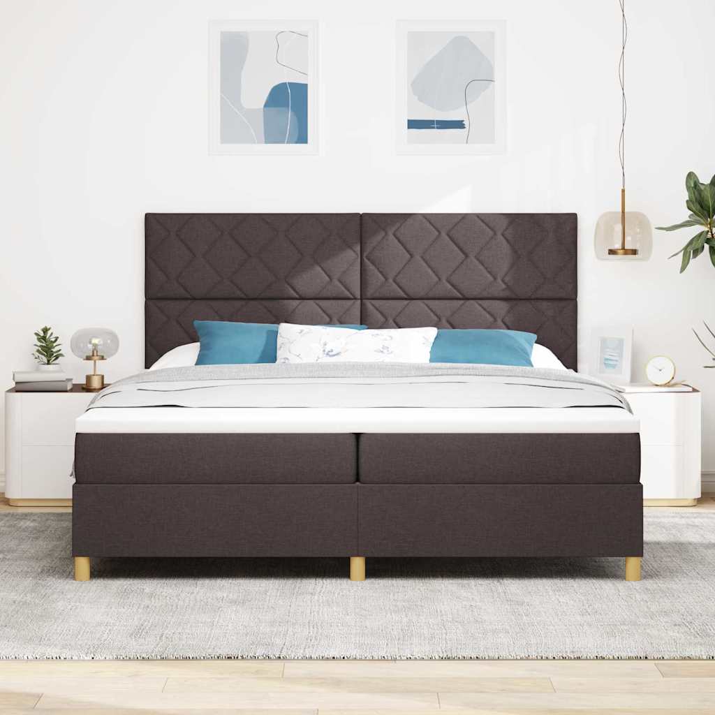 LED Box Spring Krevet Tamno smeđa 200 x 200 cm tkanina