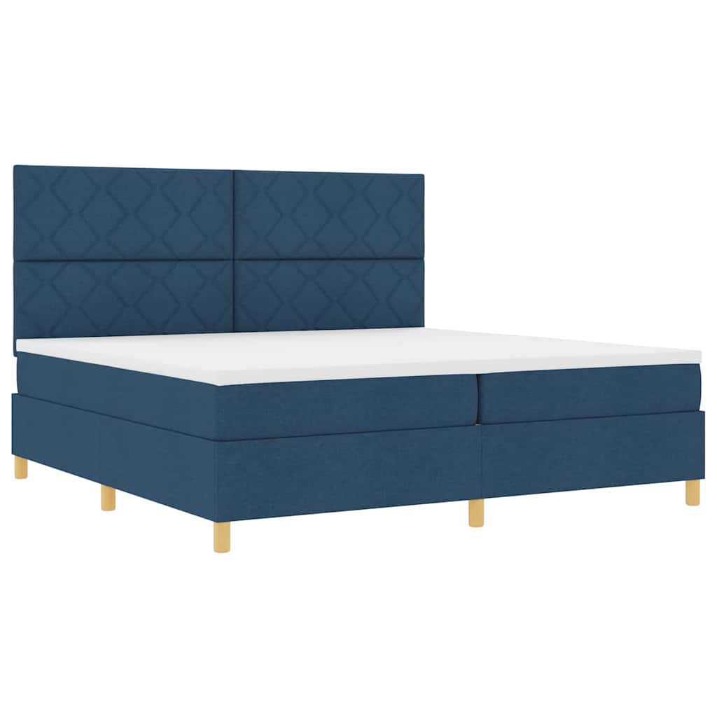 LED Box Spring Krevet s madracem Plava 200 x 200 cm tkanina