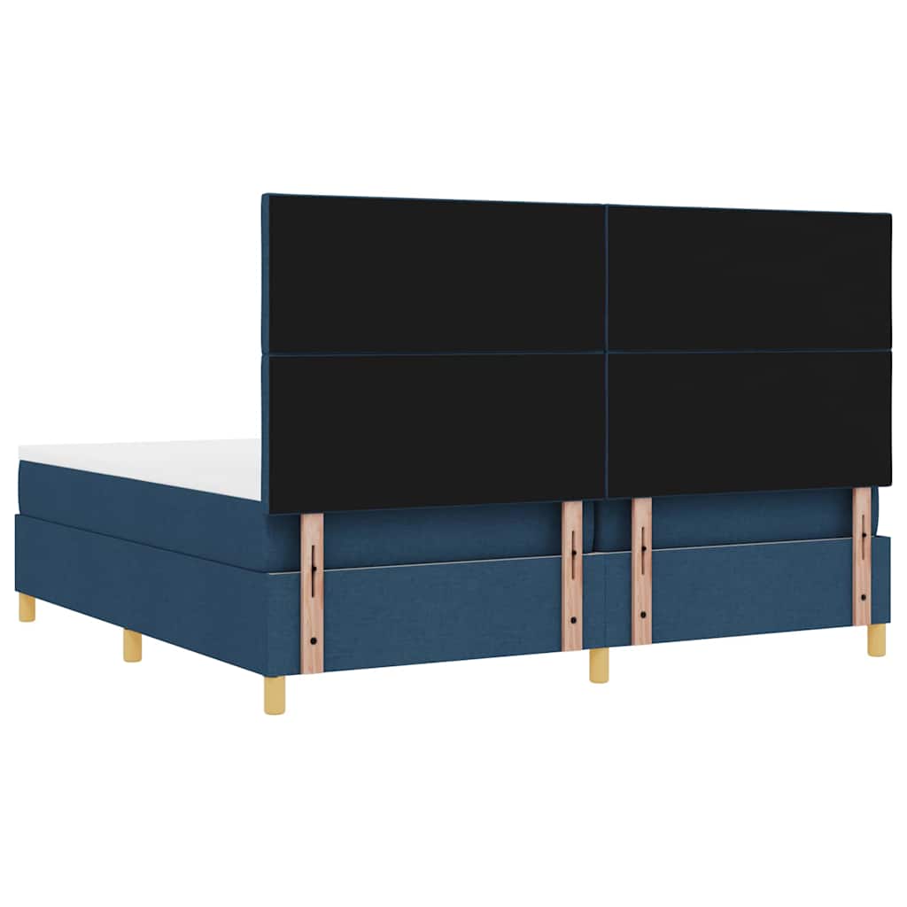 LED Box Spring Krevet s madracem Plava 200 x 200 cm tkanina