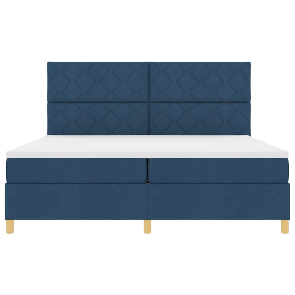 LED Box Spring Krevet s uzglavljem Plava 200 x 200 cm tkanina