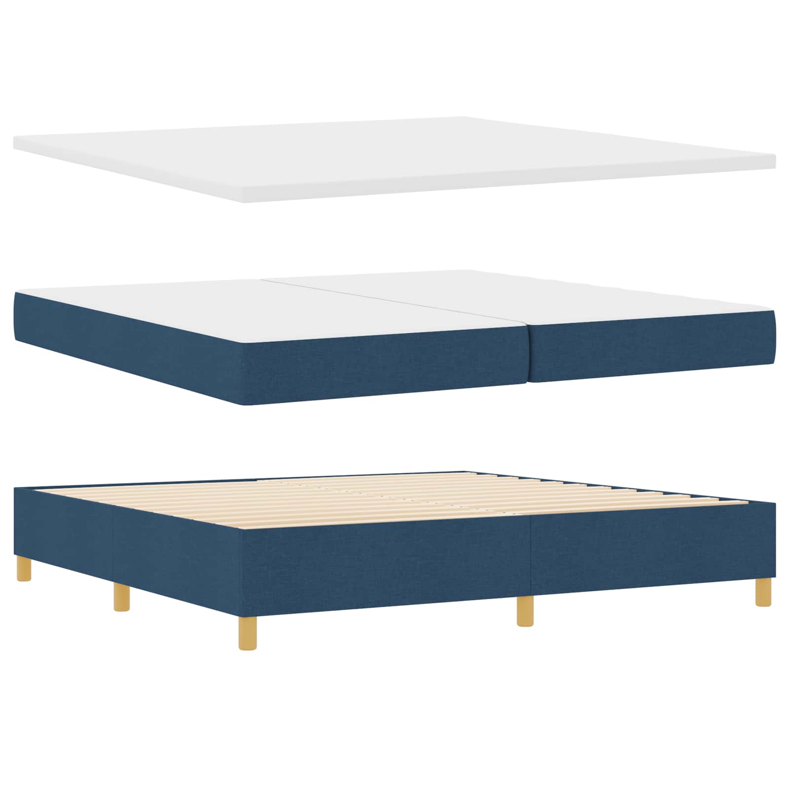 LED Box Spring Krevet s madracem Plava 200 x 200 cm tkanina