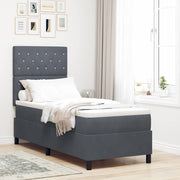 LED Box Spring Krevet s madracem Tamno siva 80 x 200 cm tkanina