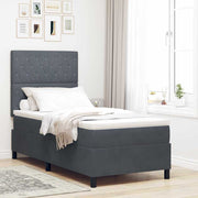 LED Box Spring Krevet s madracem Tamno siva 90 x 190 cm Baršun