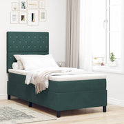 LED Box Spring Krevet s madracem Tamnozelena 90 x 190 cm Baršun