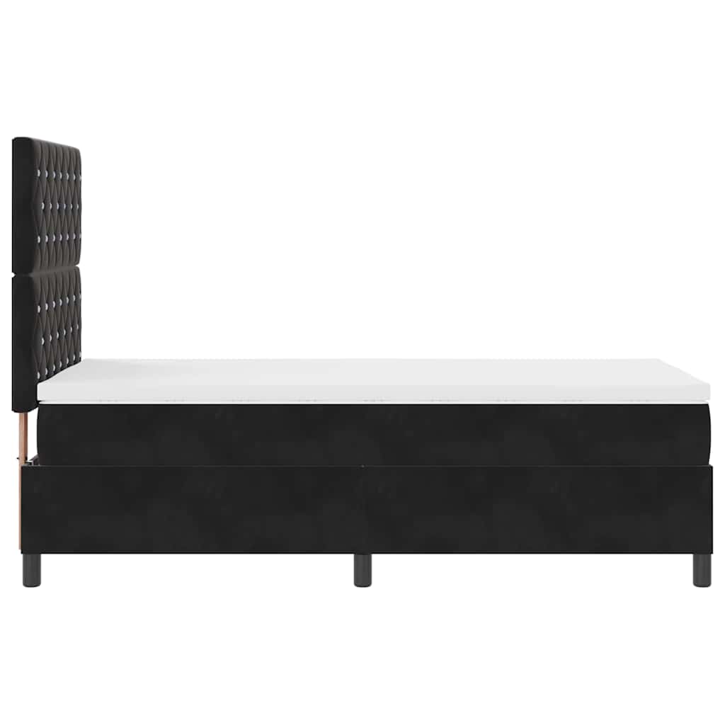LED Box Spring Krevet s madracem Crna 90 x 200 cm Baršun