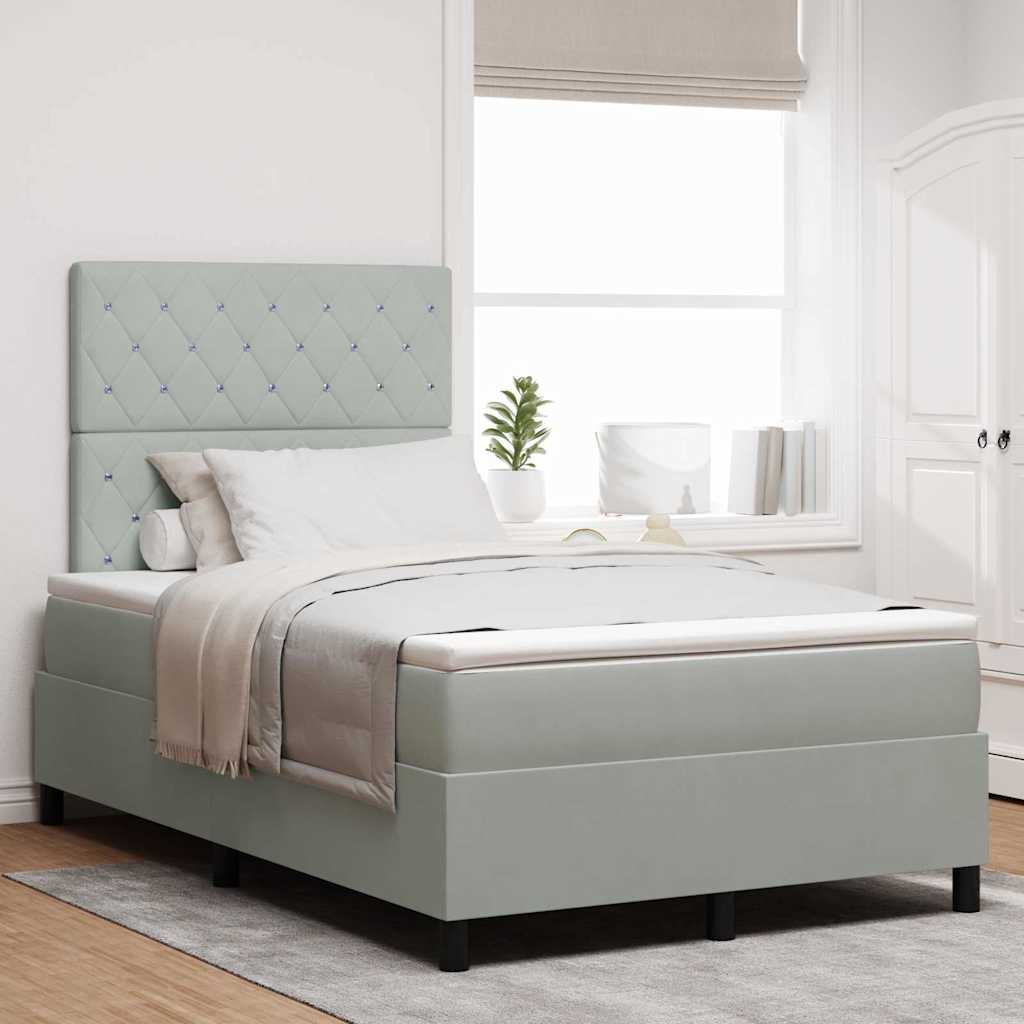 LED Box Spring Krevet Svijetlo siva 120 x 200 cm Baršun