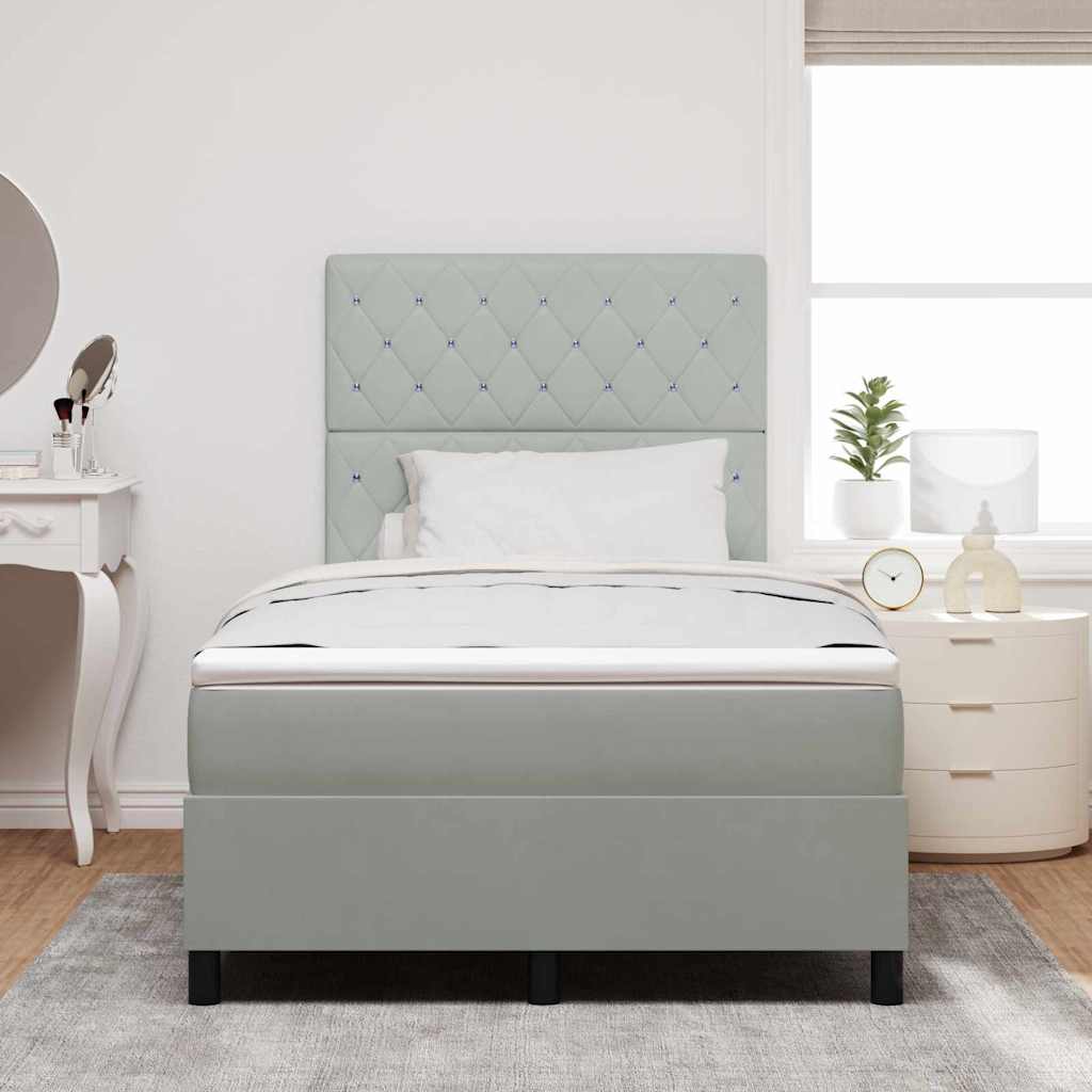 LED Box Spring Krevet Svijetlo siva 120 x 200 cm Baršun