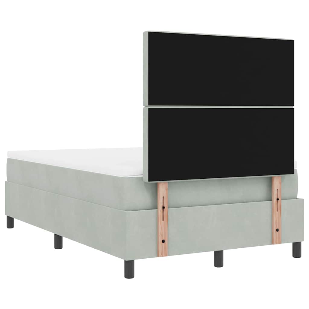 LED Box Spring Krevet Svijetlo siva 120 x 200 cm Baršun