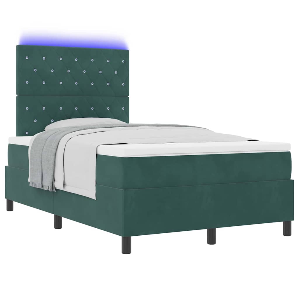 LED Box Spring Krevet Tamnozelena 120 x 200 cm Baršun
