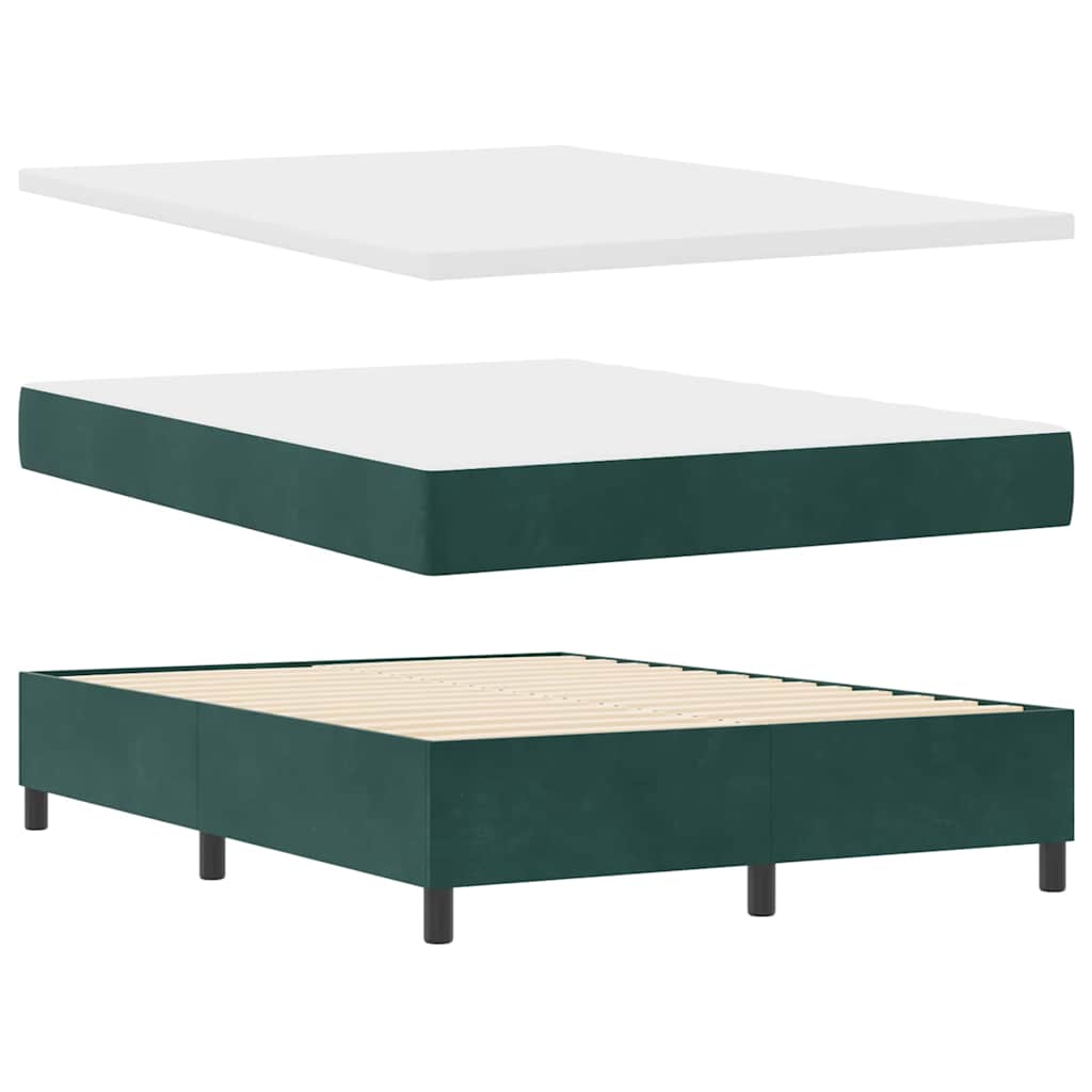 LED Box Spring Krevet Tamnozelena 140 x 200 cm Baršun