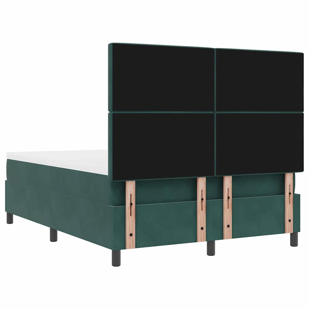 LED Box Spring Krevet Tamnozelena 140 x 200 cm Baršun