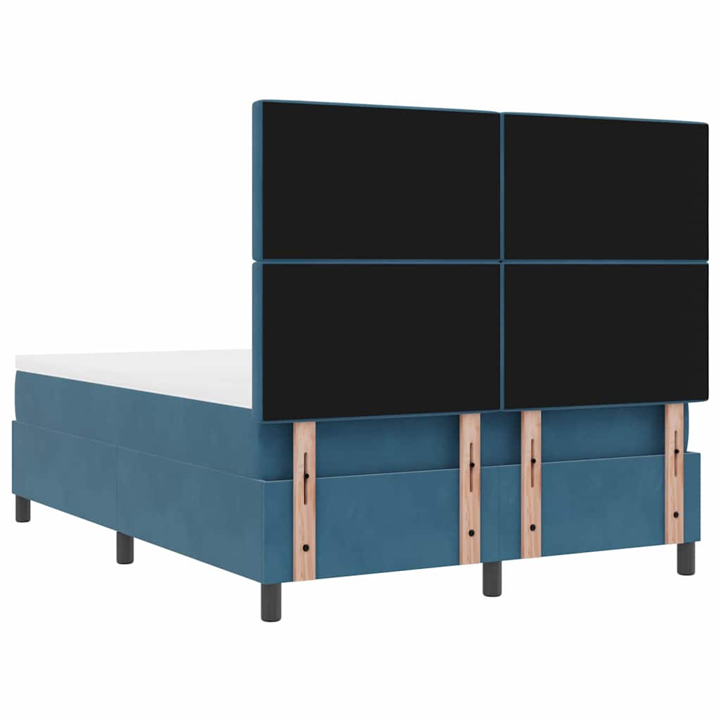 LED Box Spring Krevet Tamno plava 140 x 200 cm Baršun