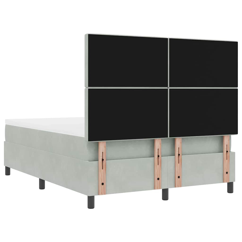 LED Box Spring Krevet Svijetlo siva 160 x 200 cm Baršun