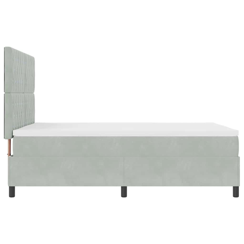 LED Box Spring Krevet Svijetlo siva 160 x 200 cm Baršun