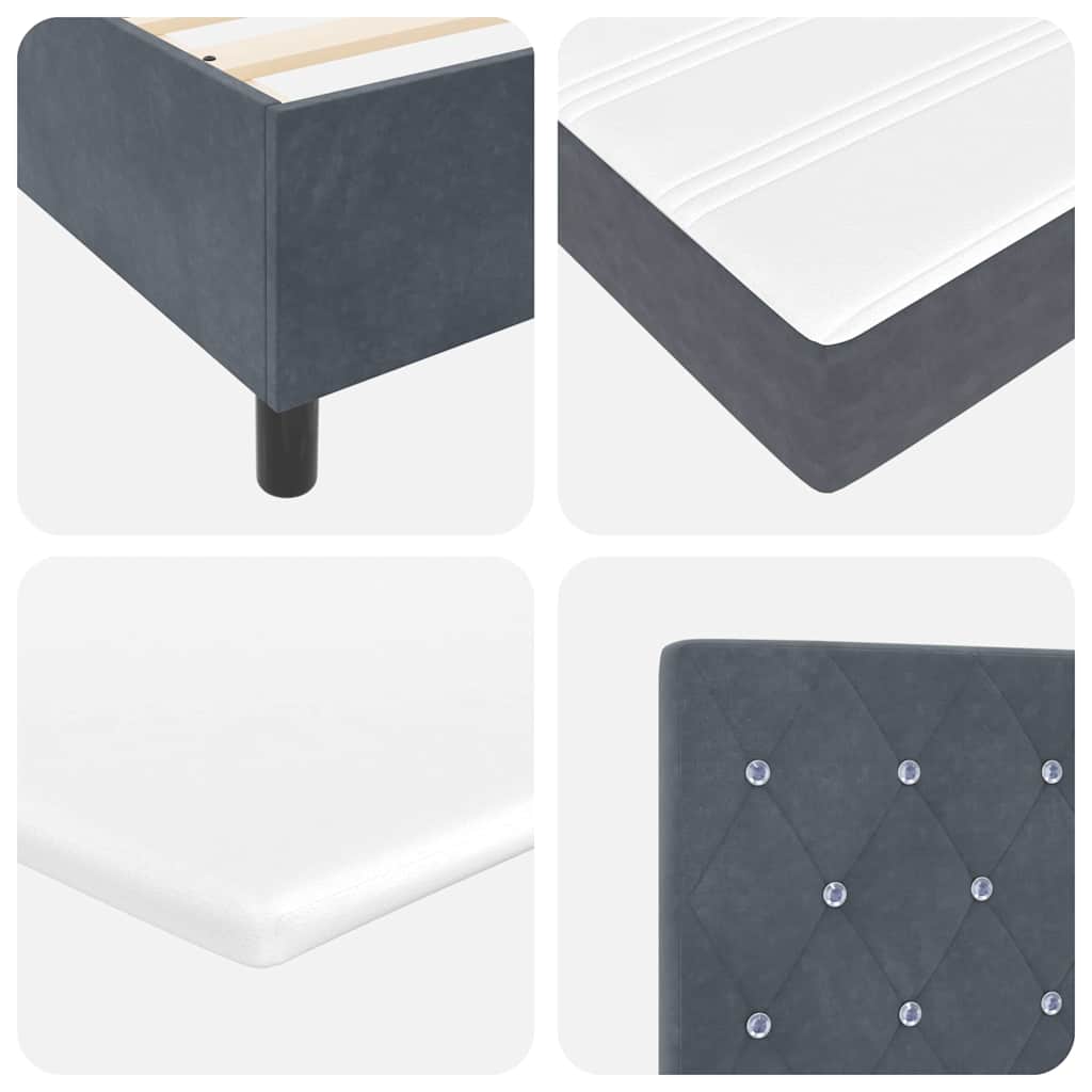 LED Box Spring Krevet s madracem Tamno siva 160 x 200 cm Baršun