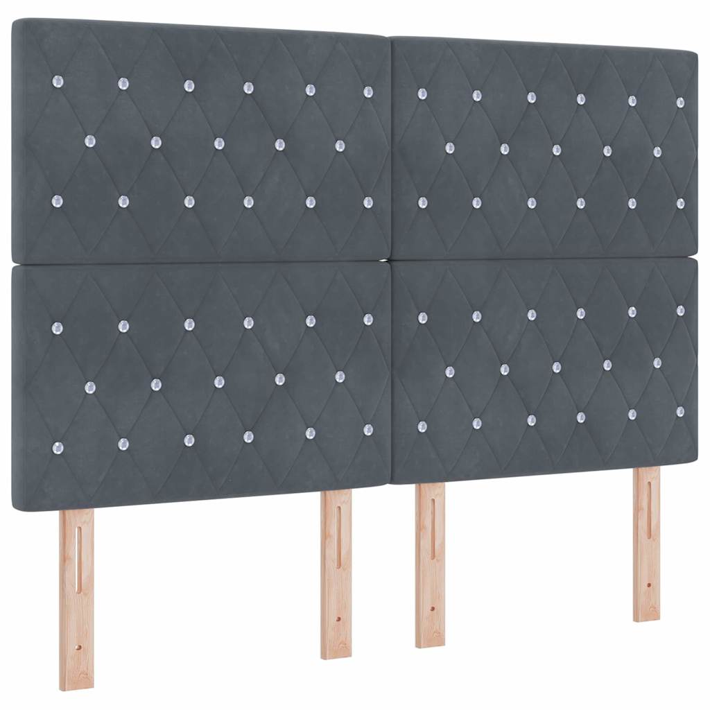 LED Box Spring Krevet s madracem Tamno siva 160 x 200 cm Baršun