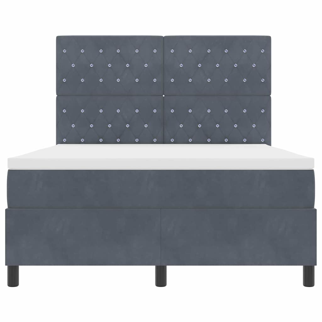 LED Box Spring Krevet s madracem Tamno siva 160 x 200 cm Baršun