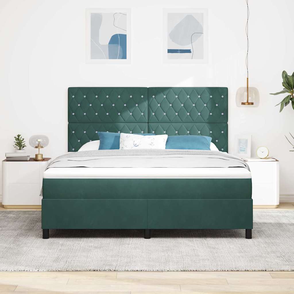LED Box Spring Krevet Tamnozelena 180 x 200 cm Baršun