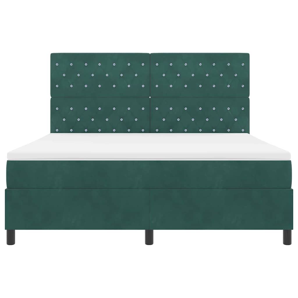 LED Box Spring Krevet Tamnozelena 180 x 200 cm Baršun