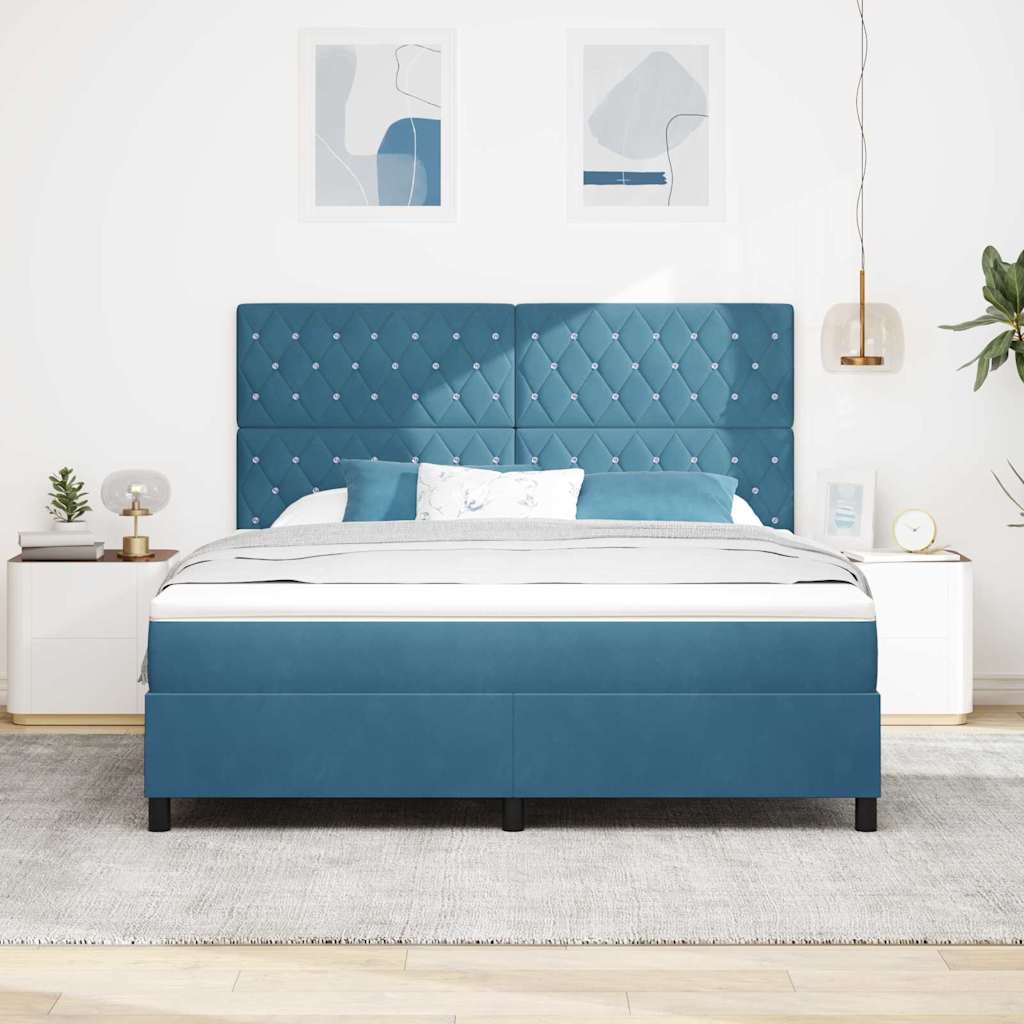 LED Box Spring Krevet Tamno plava 180 x 200 cm Baršun