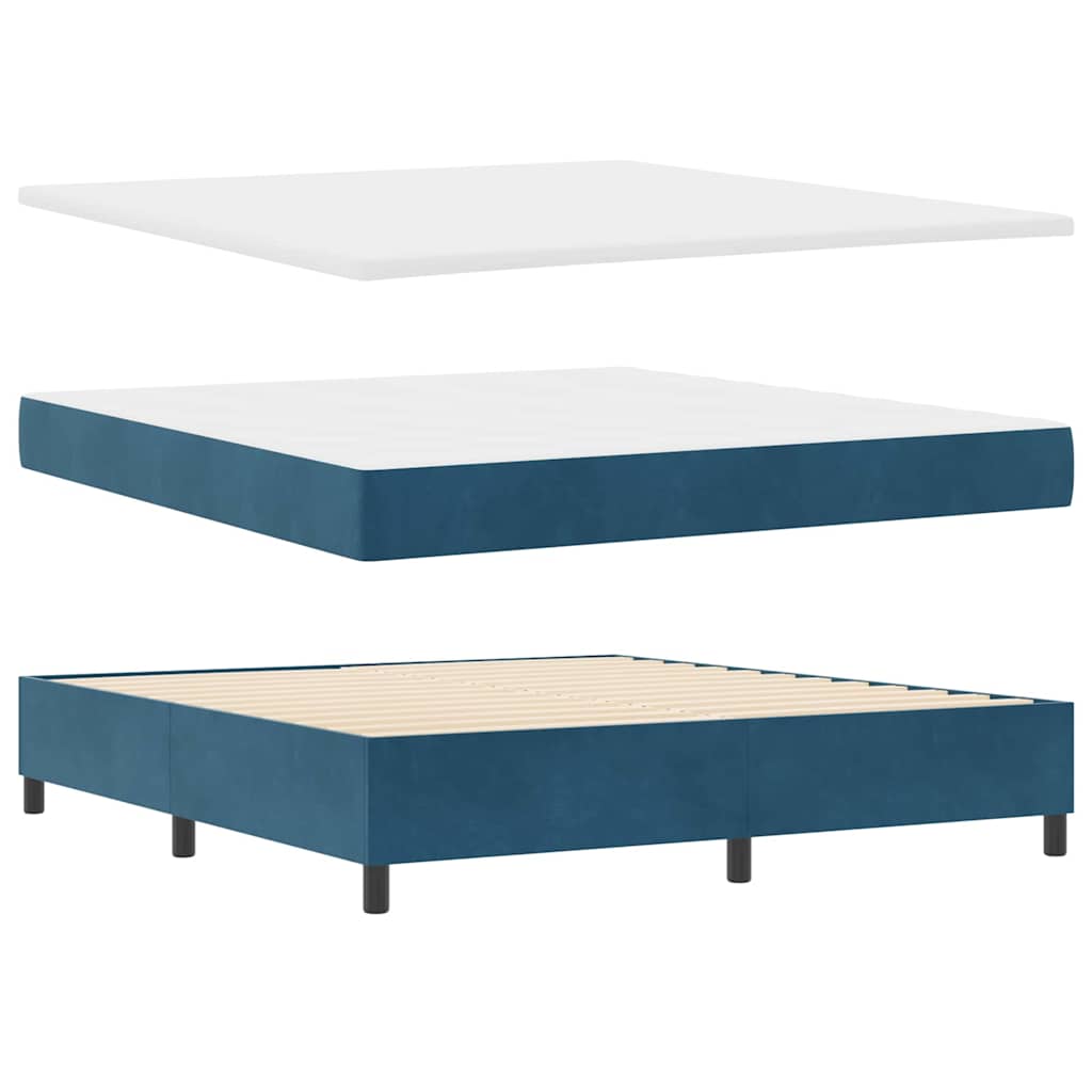 LED Box Spring Krevet Tamno plava 180 x 200 cm Baršun