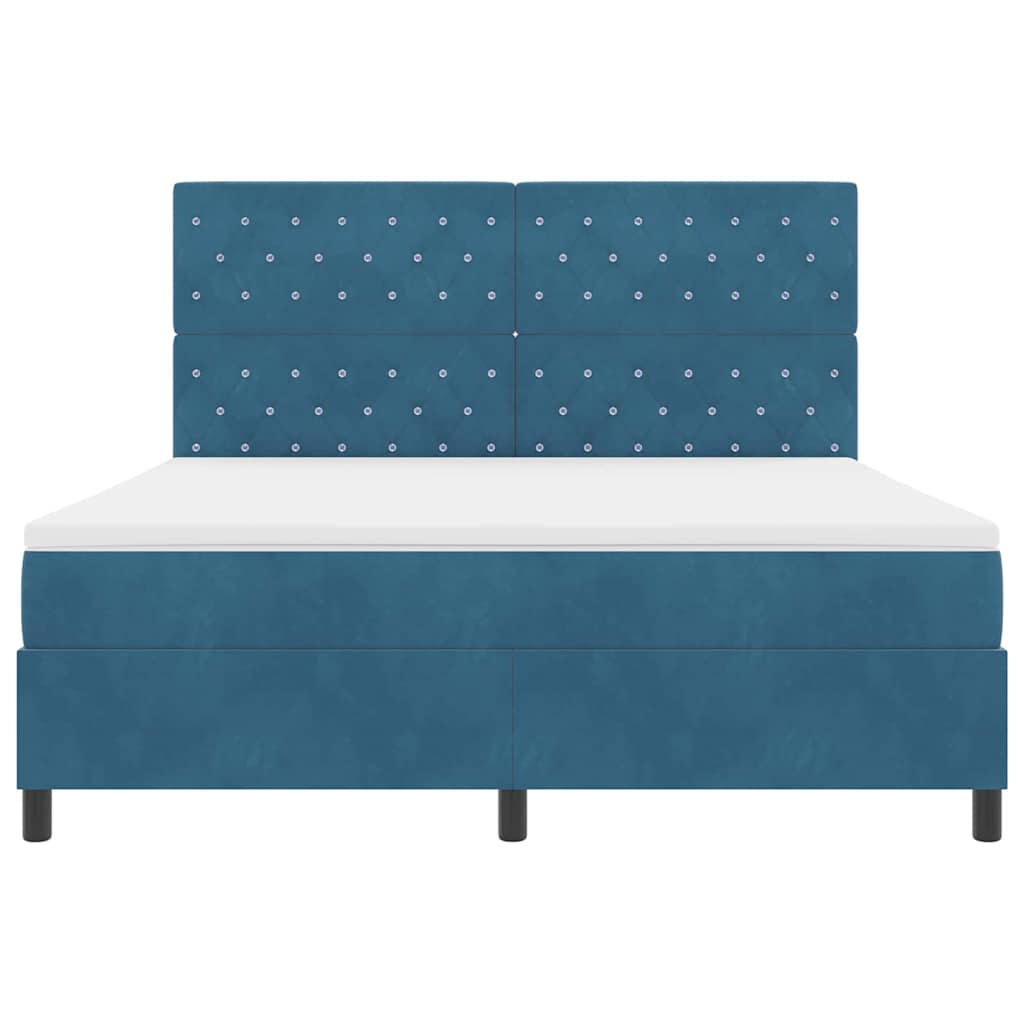 LED Box Spring Krevet Tamno plava 180 x 200 cm Baršun