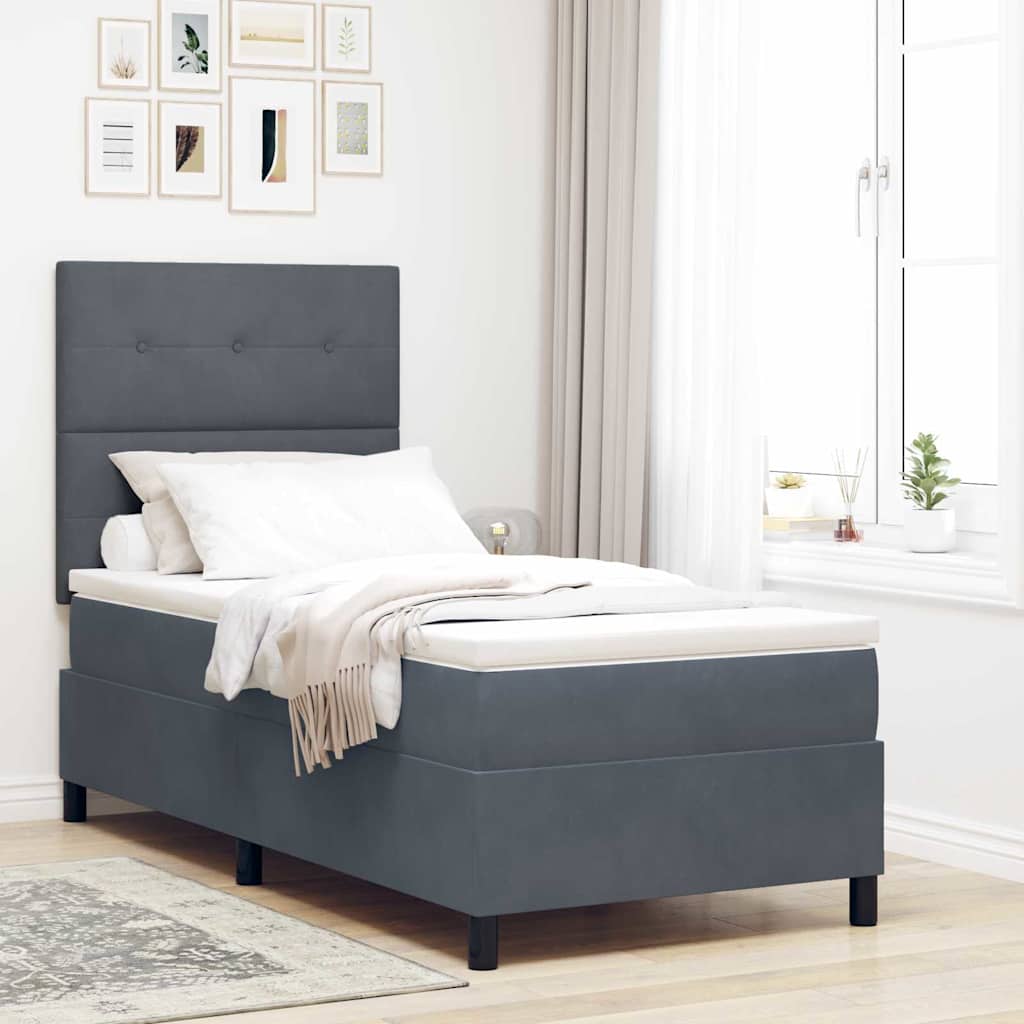 LED Box Spring Krevet Tamno siva 80 x 200 cm Baršun