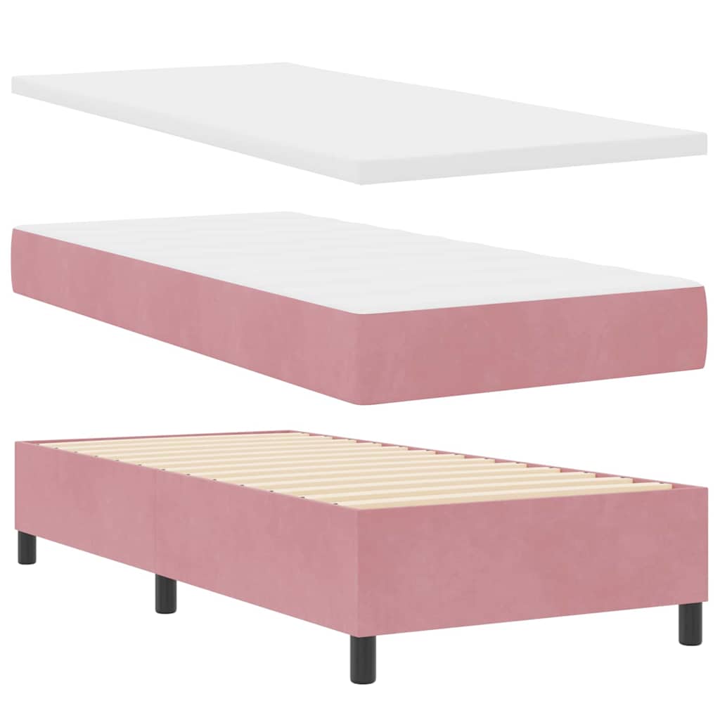 LED Box Spring Krevet s madracem Ružičasta 80 x 200 cm Baršun