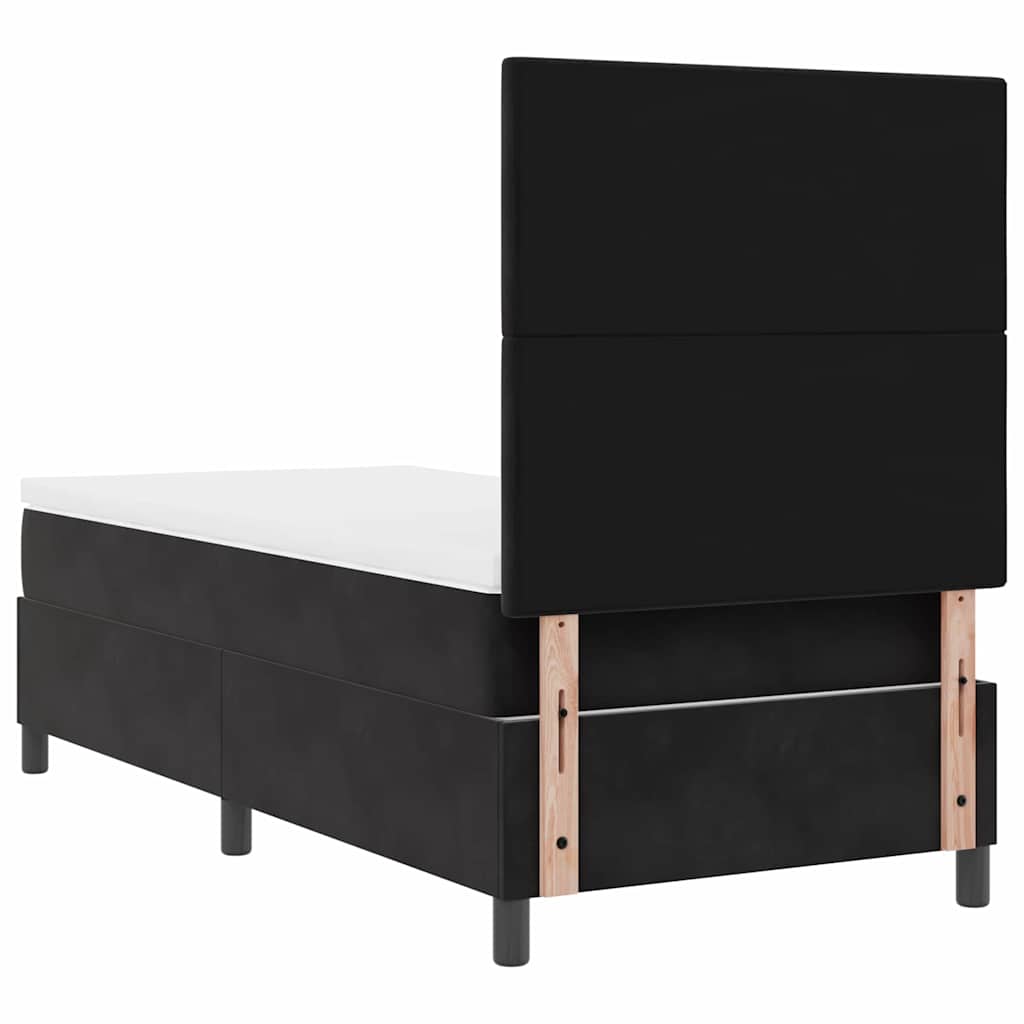 LED Box Spring Krevet s madracem Crna 90 x 190 cm Baršun