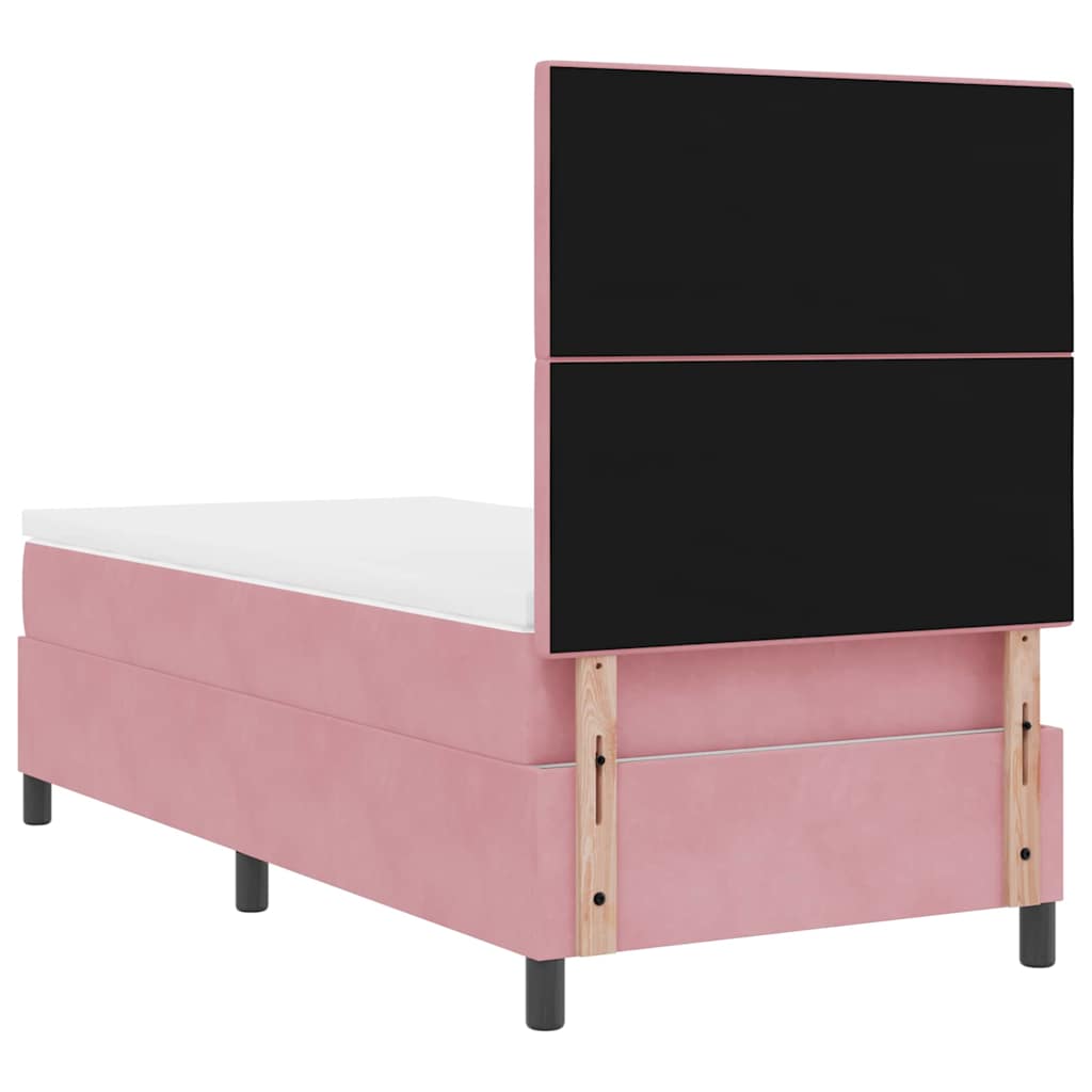 LED Box Spring Krevet s uzglavljem Ružičasta 90 x 200 cm Baršun