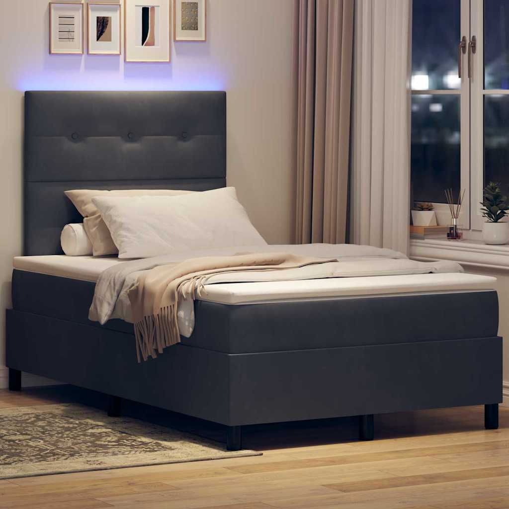 LED Box Spring Krevet Tamno siva 120 x 190 cm Baršun