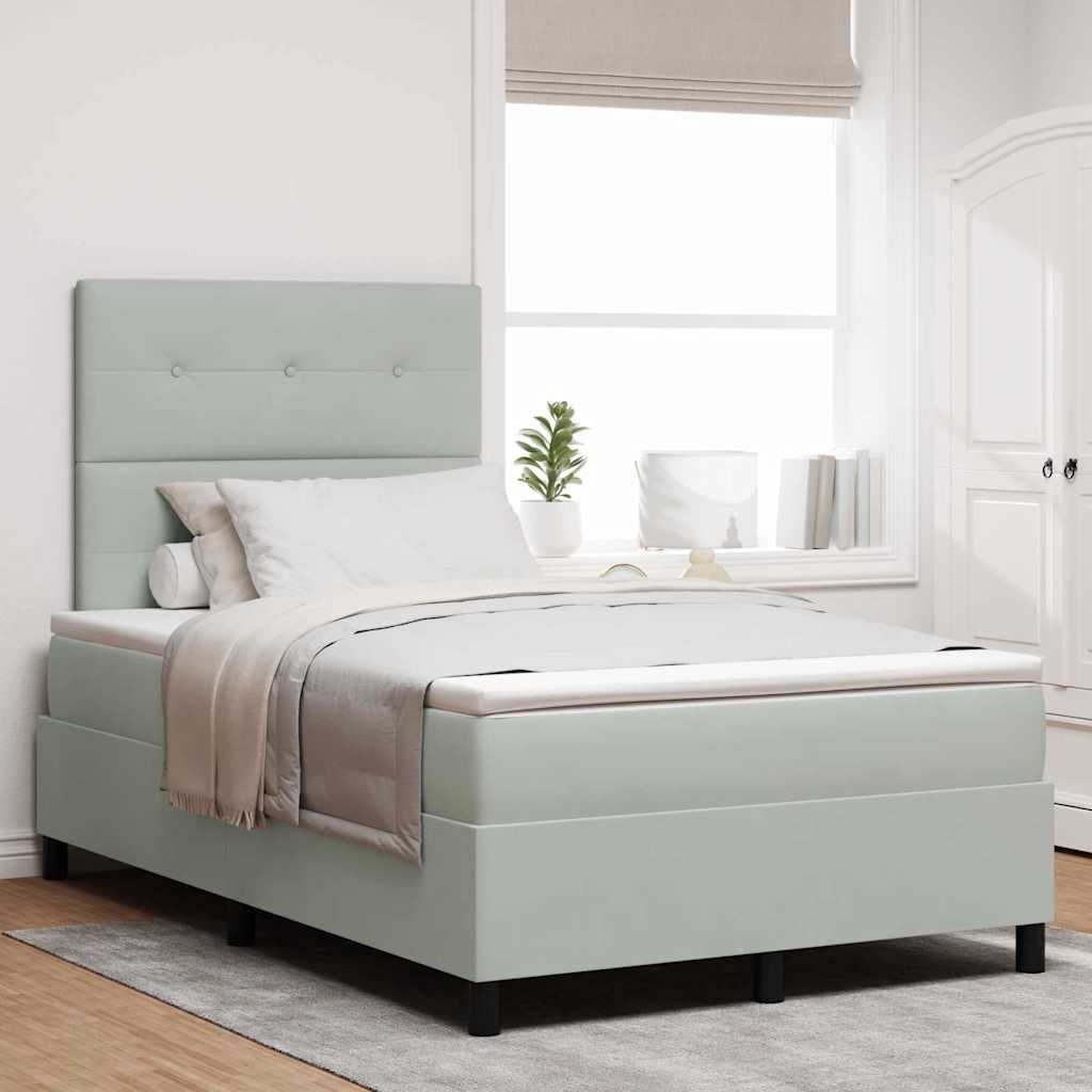 LED Box Spring Krevet Svijetlo siva 120 x 200 cm Baršun