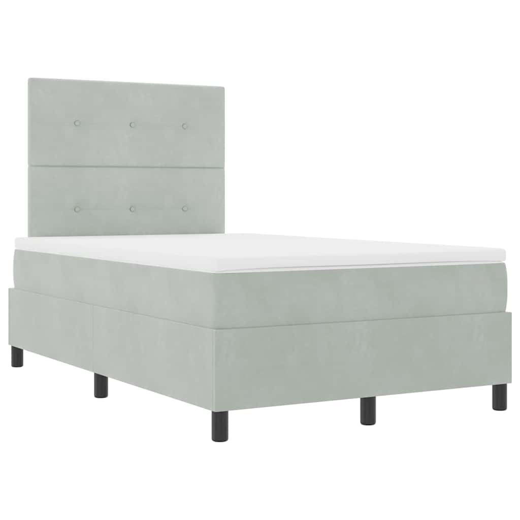 LED Box Spring Krevet Svijetlo siva 120 x 200 cm Baršun
