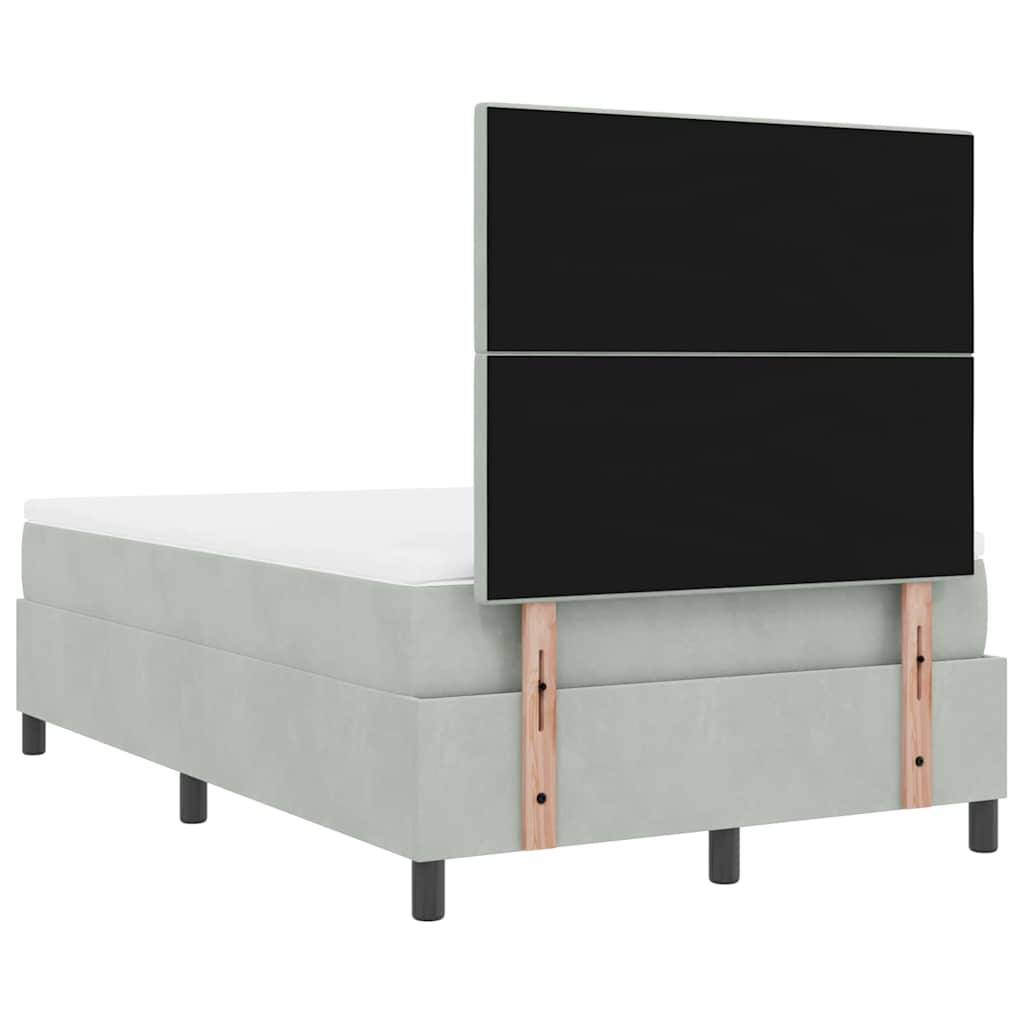 LED Box Spring Krevet Svijetlo siva 120 x 200 cm Baršun