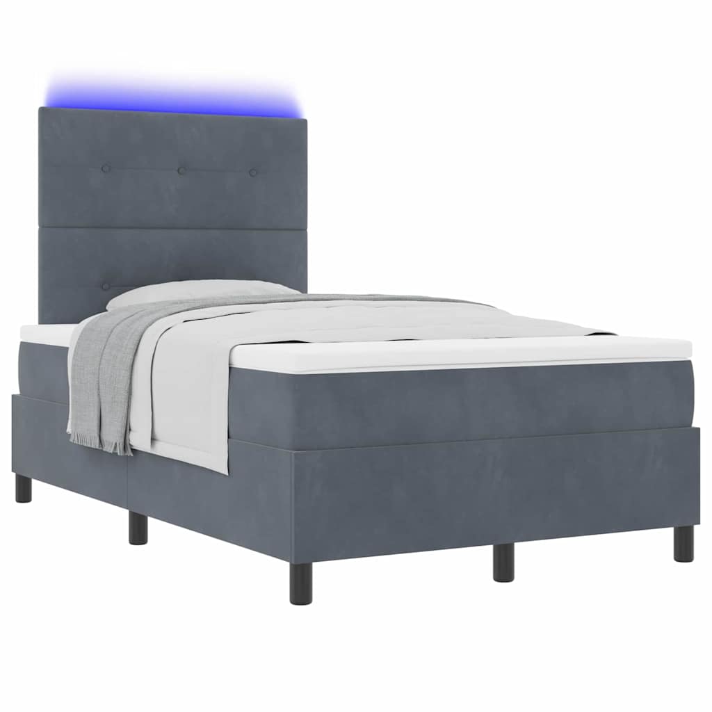 LED Box Spring Krevet Tamno siva 120 x 200 cm Baršun