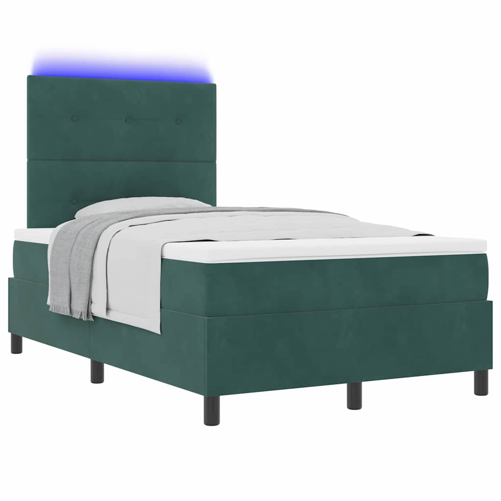 LED Box Spring Krevet Tamnozelena 120 x 200 cm Baršun