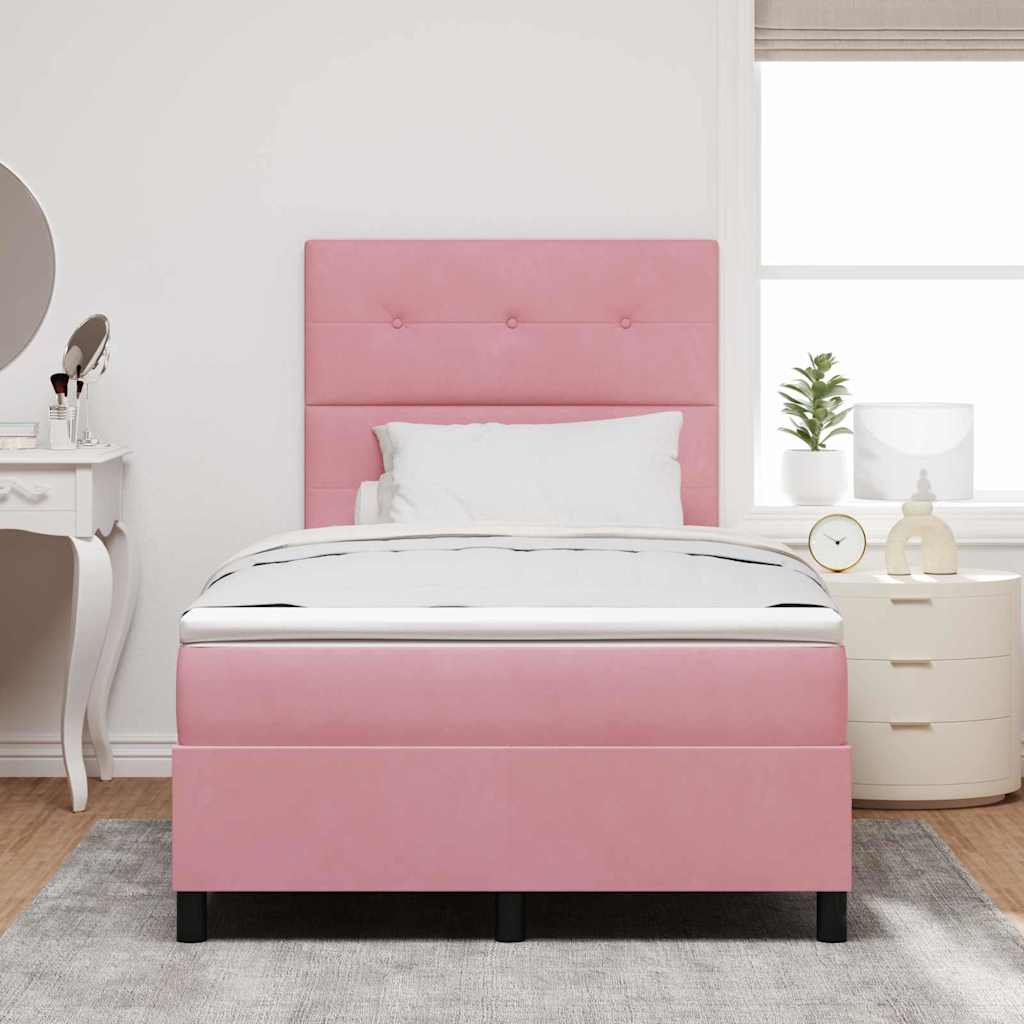 LED Box Spring Krevet Ružičasta 120 x 200 cm Baršun