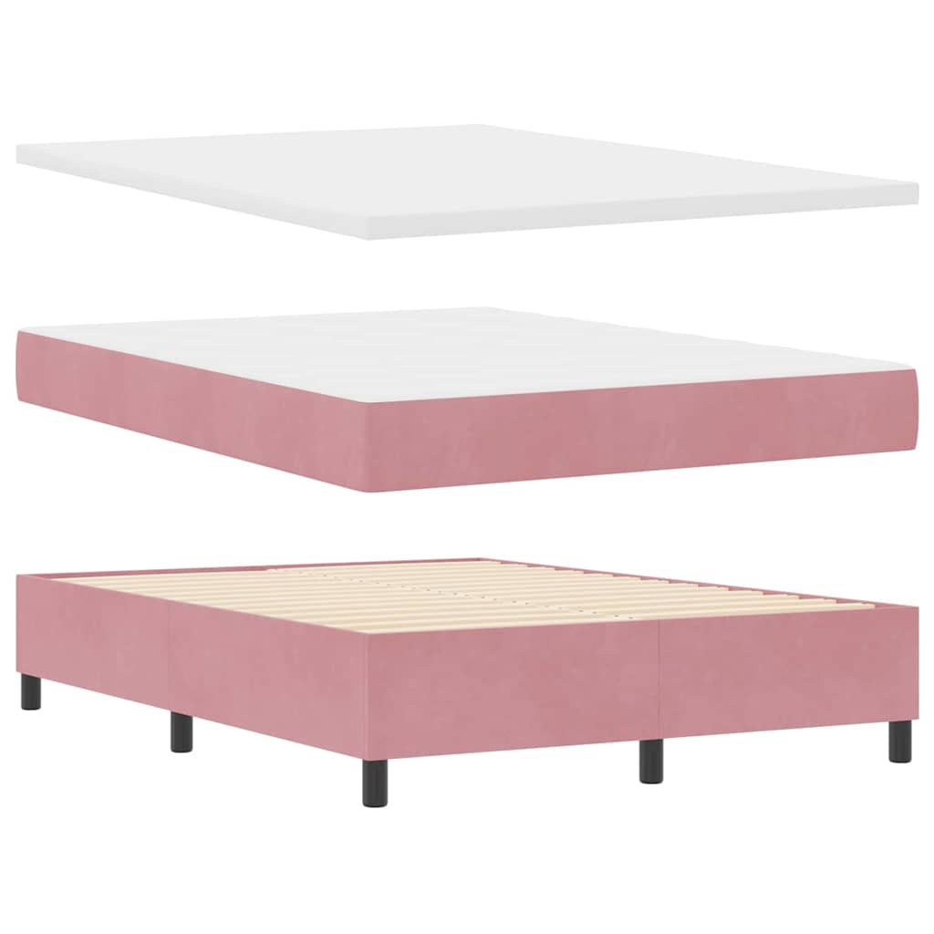 LED Box Spring Krevet Ružičasta 140 x 190 cm Baršun
