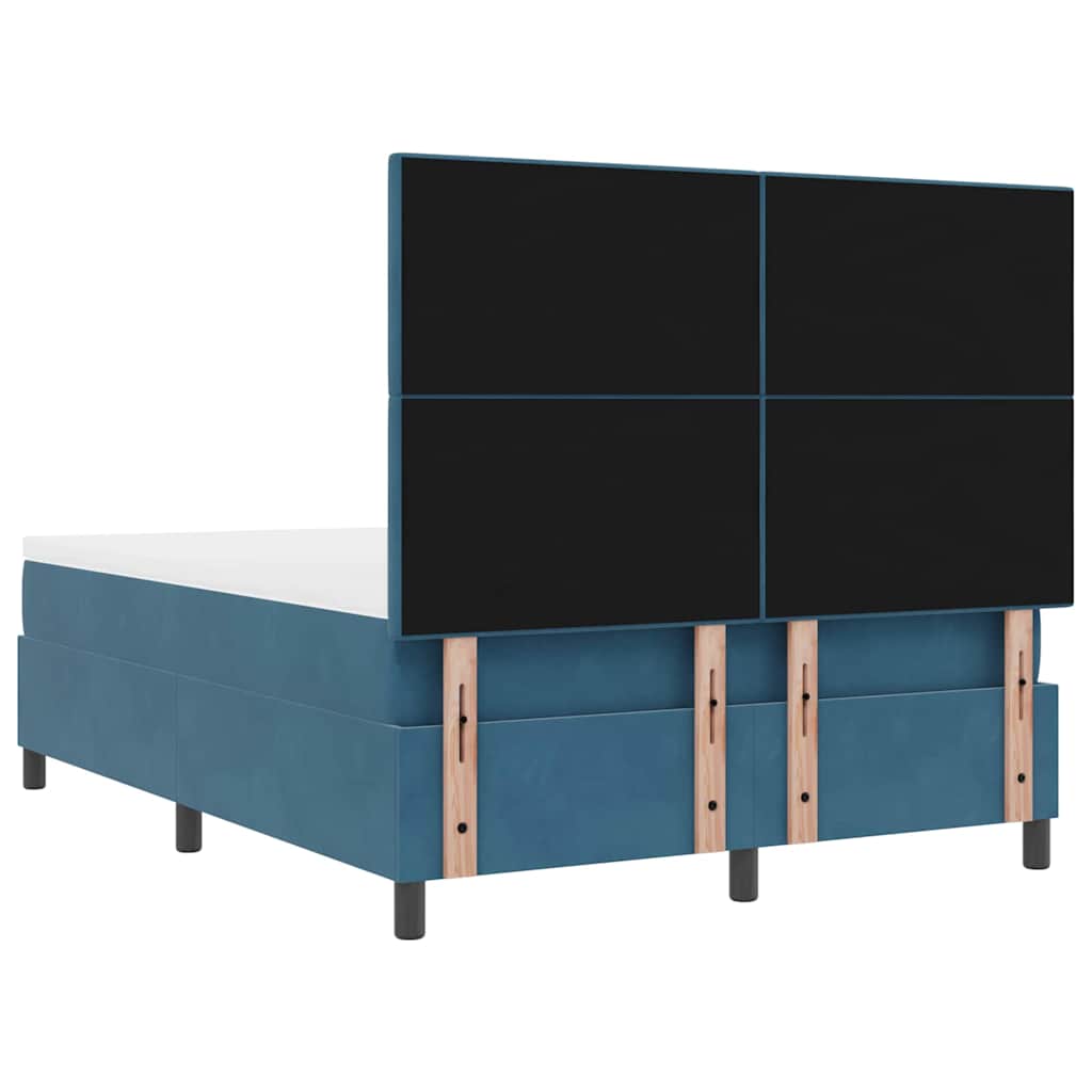 LED Box Spring Krevet Tamno plava 140 x 200 cm Baršun